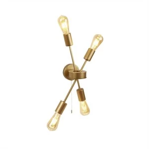 4 Light Wall Light Matt Gold, E27