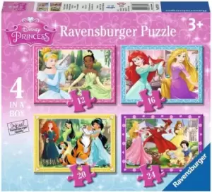 Disney Princess 4 in Box Jigsaw Puzzles - 12, 16, 20, 24 Pieces