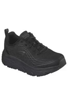 Skechers Haptic Printed Lace Up Max Cushioning Slip Resistant Outsole Trainer Black, Size 5, Women