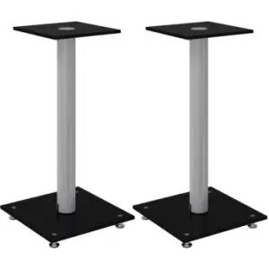 Vidaxl - Speaker Stands 2 pcs Black&Silver Tempered Glass 1 Pillar Design Black