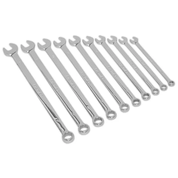 Genuine SEALEY AK6310 Combination Spanner Set 10pc Extra-Long Metric