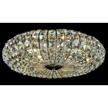 Broche Flush Ceiling Lamp Nickel & Crystal, 6 Light, E14