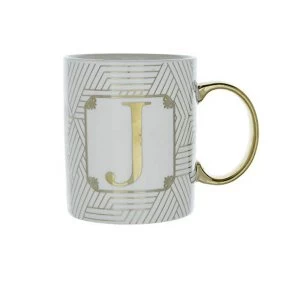 Mug Initial J Patterned Gold