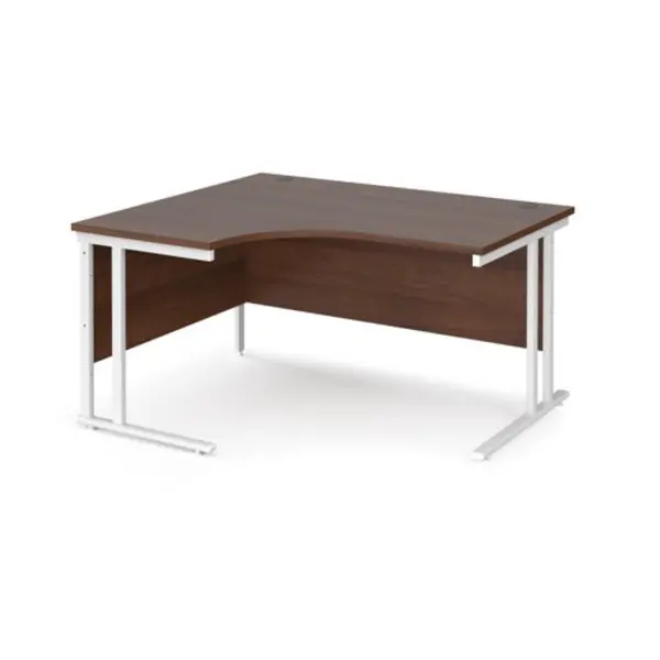 Office Desk Left Hand Corner Desk 1400mm Walnut Top With White Frame 1200mm Depth Maestro 25 MC14ELWHW