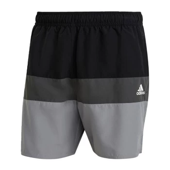 adidas Short-Length Colorblock Swim Shorts Mens - Black / Grey Three