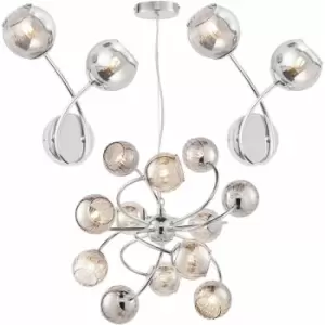 12 Arm Ceiling Pendant & 2x Wall Light Pack Chrome Smoked Glass Matching Indoor