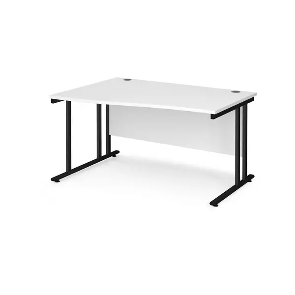 Maestro 25 Wave Desk Black Frame and White Table Top - Left Hand - 1400mm