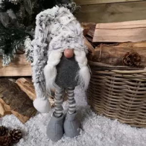 80cm Festive Christmas Female Grey Gonk with Oversized Hat & Extendable Legs