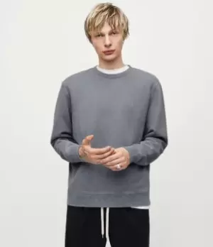 AllSaints Mens Saka Crew Sweatshirt, Serene Blue, Size: XS