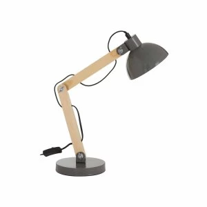 Premier Housewares Blake Wooden Adjustable Desk Lamp, Grey