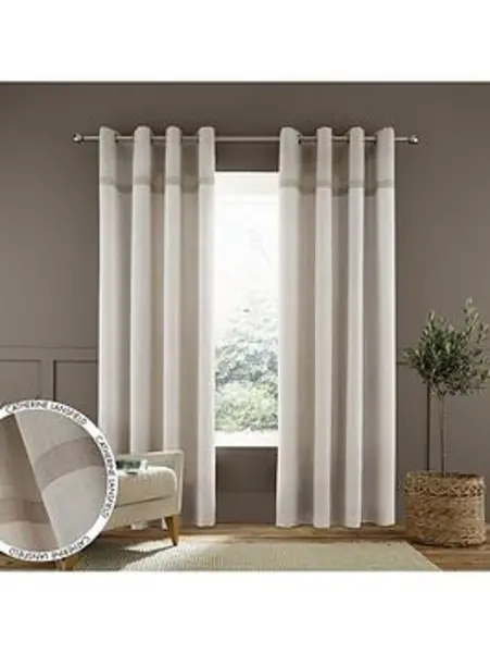 Catherine Lansfield Melville Woven Texture Eyelet Unlined Curtains Natural Q4A7P Unisex width: 117x137cm(46x54inches),width: 117x183cm(46x72inches),wi