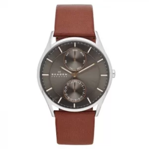 Skagen Mens Holst Brown Leather Strap Watch