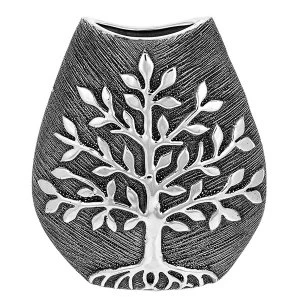 Tree of Life Wide Vase Gunmetal Small