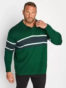 BadRhino Long Sleeve Forest Green Knitted Polo, Green, Size 2XL, Men