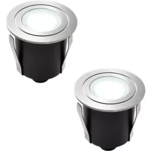 2 PACK Recessed IP67 Guide Light - 1.2W Daylight White LED - Stainless Steel