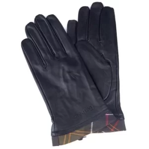 Barbour Ladies Tartan Trimmed leather Gloves Black/Classic Tartan Small