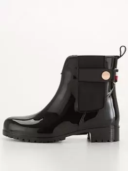 Tommy Hilfiger Ankle Rainboot With Metal Detail - Black, Size 36, Women