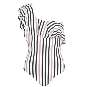 Biba One Shoulder Swimsuit - Black White Rose