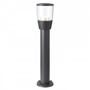 Outdoor Bollard Light Clear Polycarbonate, Textured Dark Matt Anthracite Paint IP44, GU10