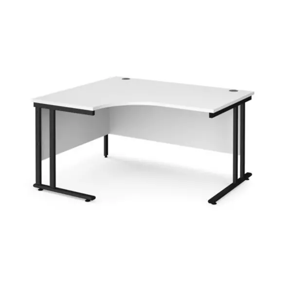 Office Desk Left Hand Corner Desk 1400mm White Top With Black Frame 1200mm Depth Maestro 25 MC14ELKWH