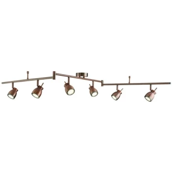 Searchlight Jupiter - LED Adjustable 6 Light Spotlight Bar Copper, GU10