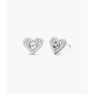 Michael Kors Womens Sterling Pav Heart Stud Earring - Silver