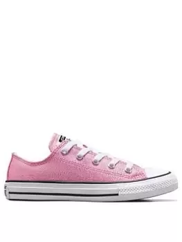 Converse Chuck Taylor All Star Younger Girls Glitter Ox Trainers, Pink, Size 10 Younger