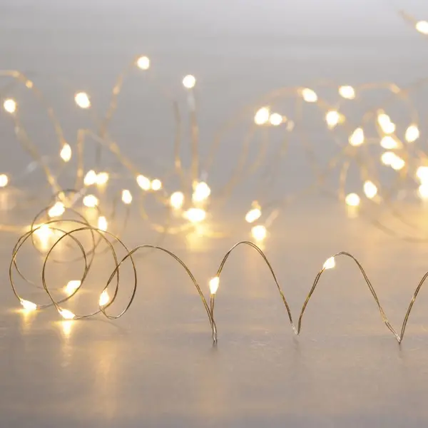 Selected By Us Festive 9.95M Battery Operated Warm White LED Silver Micro Wire Fairy Lights - 200 Lights