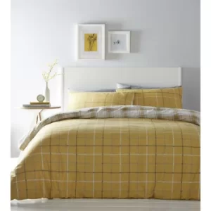 Portfolio Skye Check Ochre King Size Duvet Cover Set Quilt Bedding Bed Set