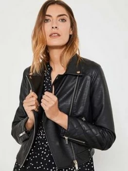 Mint Velvet Mint Velvet Black Faux Leather Jacket, Black, Size 6, Women