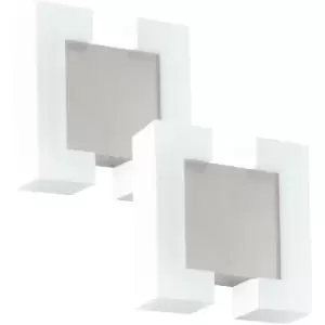 2 PACK IP44 Outdoor Wall Light Satin Nickel Diffused White 4.8W LED