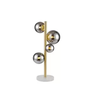 Marshall Table Lamp, 4 Light G9, Satin Gold, Chrome Plated Glass