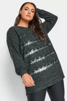 Sequin Embellished Stripe Jumper