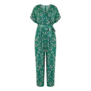 Yumi Green Pebble Print Satin Jumpsuit - Green