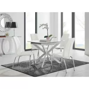 Furniture Box LIRA 100 Extending Dining Table and 4 White Isco Chairs