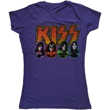 KISS - Logo, Faces & Icons Womens X-Small T-Shirt - Purple