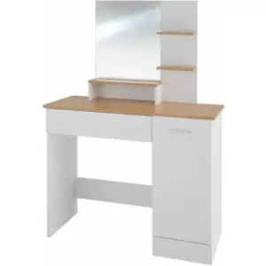 Tectake - Dressing table Zoe with drawer, cupboard and storage shelves - dressing table mirror, makeup table, vanity table - white