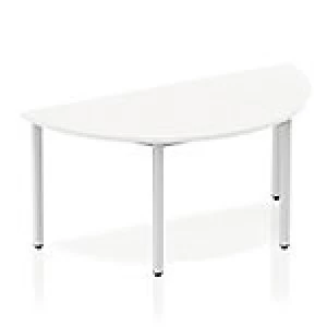 Impulse Semi-circle Table 1600 White Box Frame Leg Silver