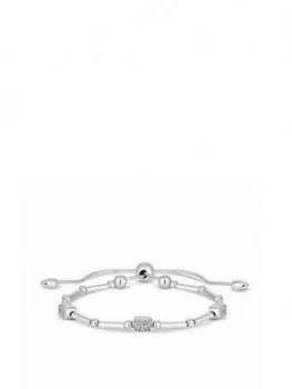 Simply Silver Cubic Zirconia Pave Station Toggle Bracelet