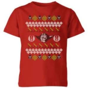 Star Wars Yoda Knit Kids Christmas T-Shirt - Red - 11-12 Years