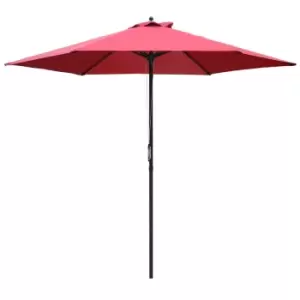 Outsunny 2.8M Patio Umbrella Parasol Outdoor Table Umbrella 6 Ribs - Red