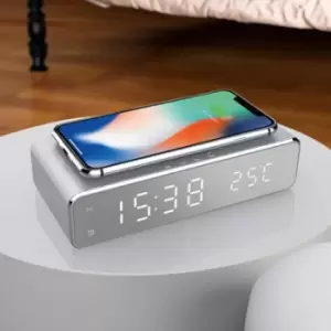 Wireless Charging Silver Alarm Clock by InGenious