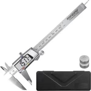 Monzana - Digital Caliper Stainless Steel with LCD Display Industrial Workshop Precise Measuring Tool Gauge Storage Box Included 150 mm / 6“ 2x