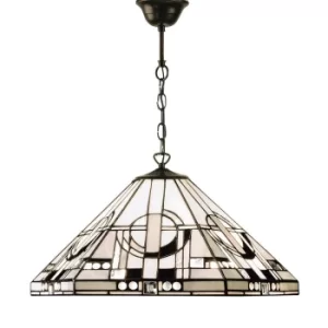 Metropolitan 1 Light Medium Ceiling Pendant Dark Bronze, Tiffany glass, E27