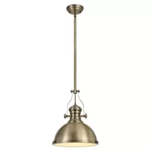 Luminosa Lighting - Ceiling Dome Pendant, 1 x E27, Antique Brass, Frosted Glass