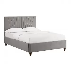 Lexie Silver Velvet Bed Frame Silver