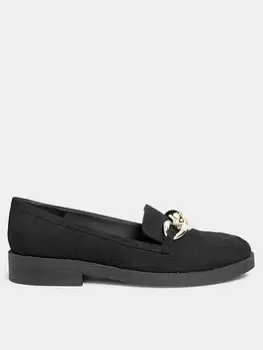 Yours Extra Wide Fit Chain Detail Loafer Suedette Black, Size E, Women