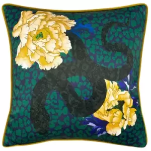 Serpentine Animal Print Cushion Royal Blue/Teal