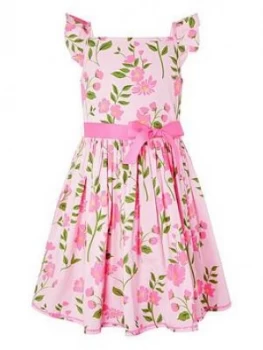 Monsoon Girls S.E.W. Mavis Floral Printed Dress - Pale Pink