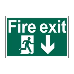 Fire Exit Running Man Arrow Down - PVC (600 x 400mm)